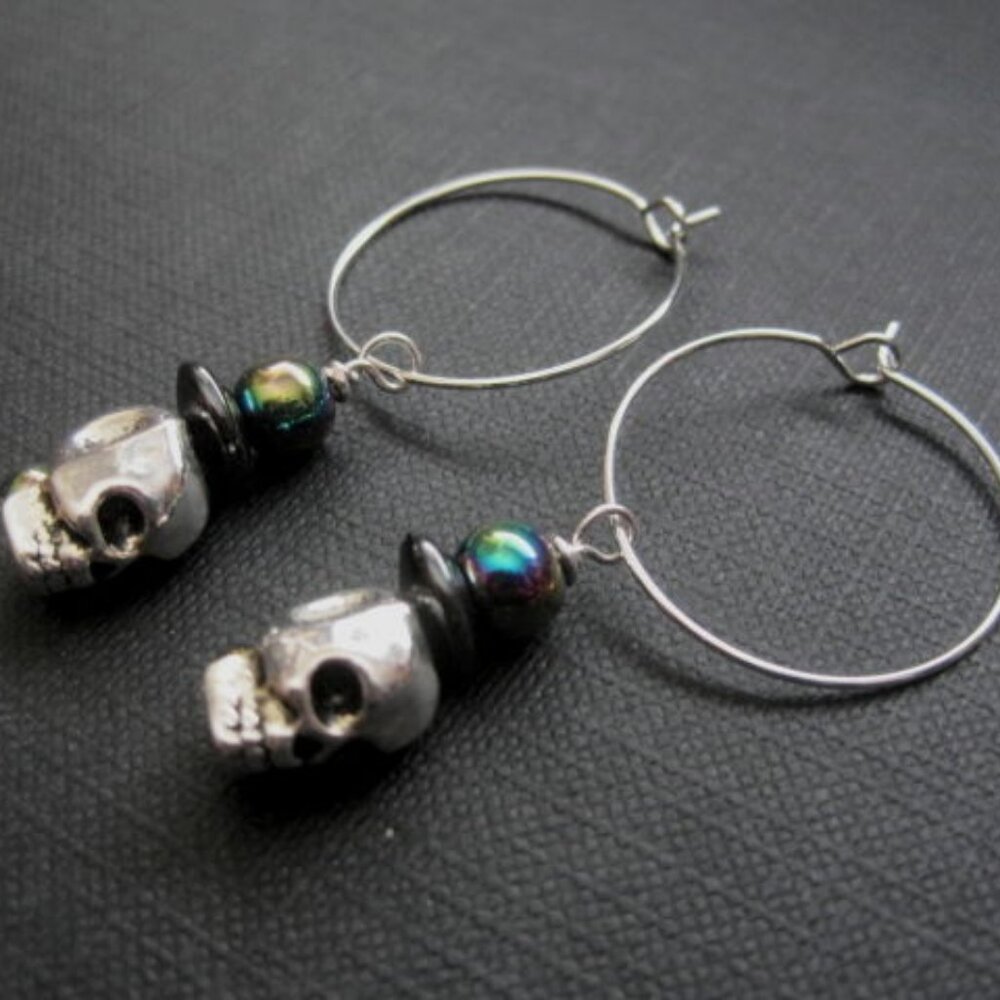 Skull Goth Hoop Earrings